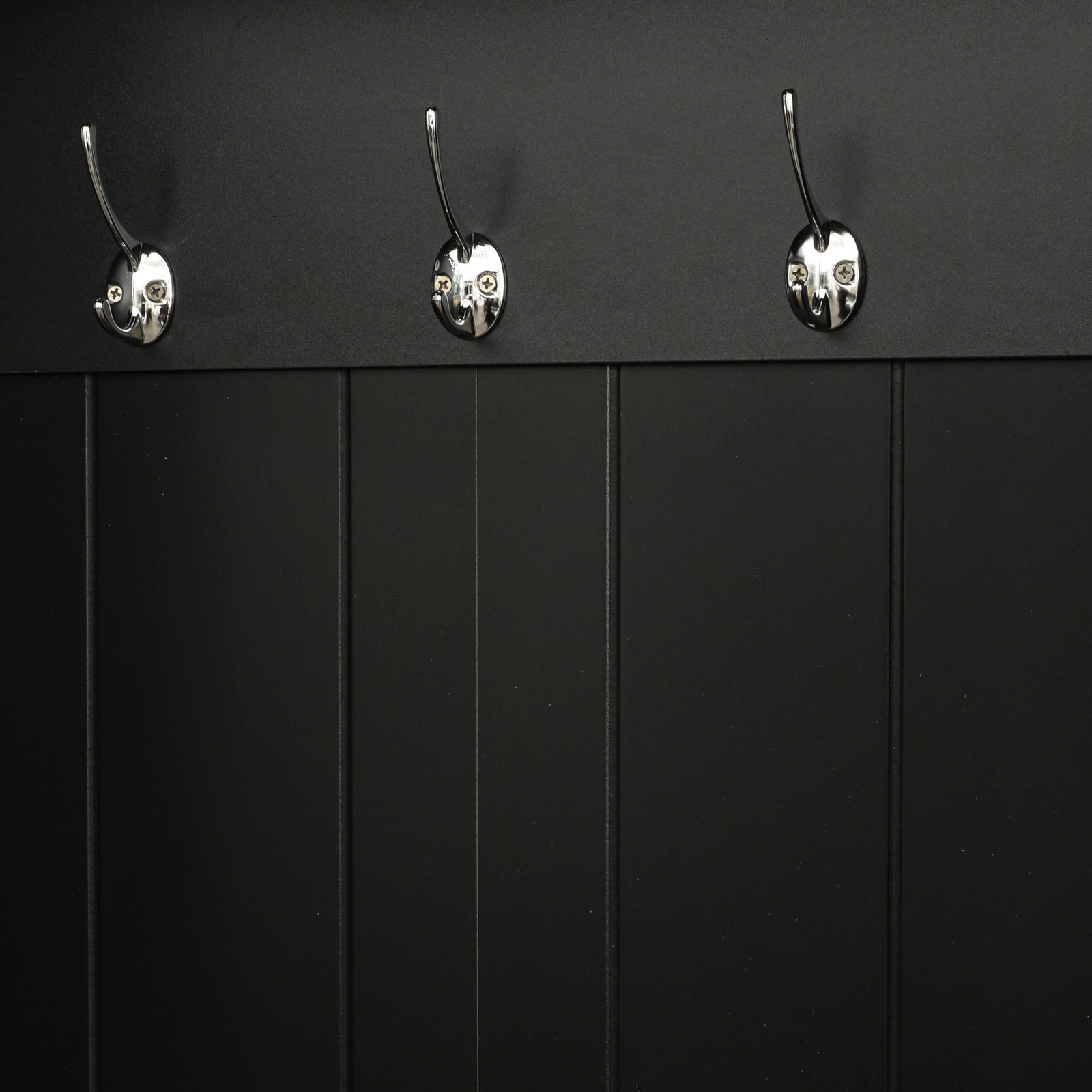 ON-TREND Stylish Design Hall Tree with Flip-Up Bench, Minimalist Hallway Shoe Cabinet with Adjustable Shelves, Multifunctional Furniture with Hanging Hooks for Entryways, Mudroom, Black