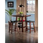 Orlando 3-Pc Set High Table; 2 Shelves w/ 2 Cushion Seat Stools - WoodPoly.com