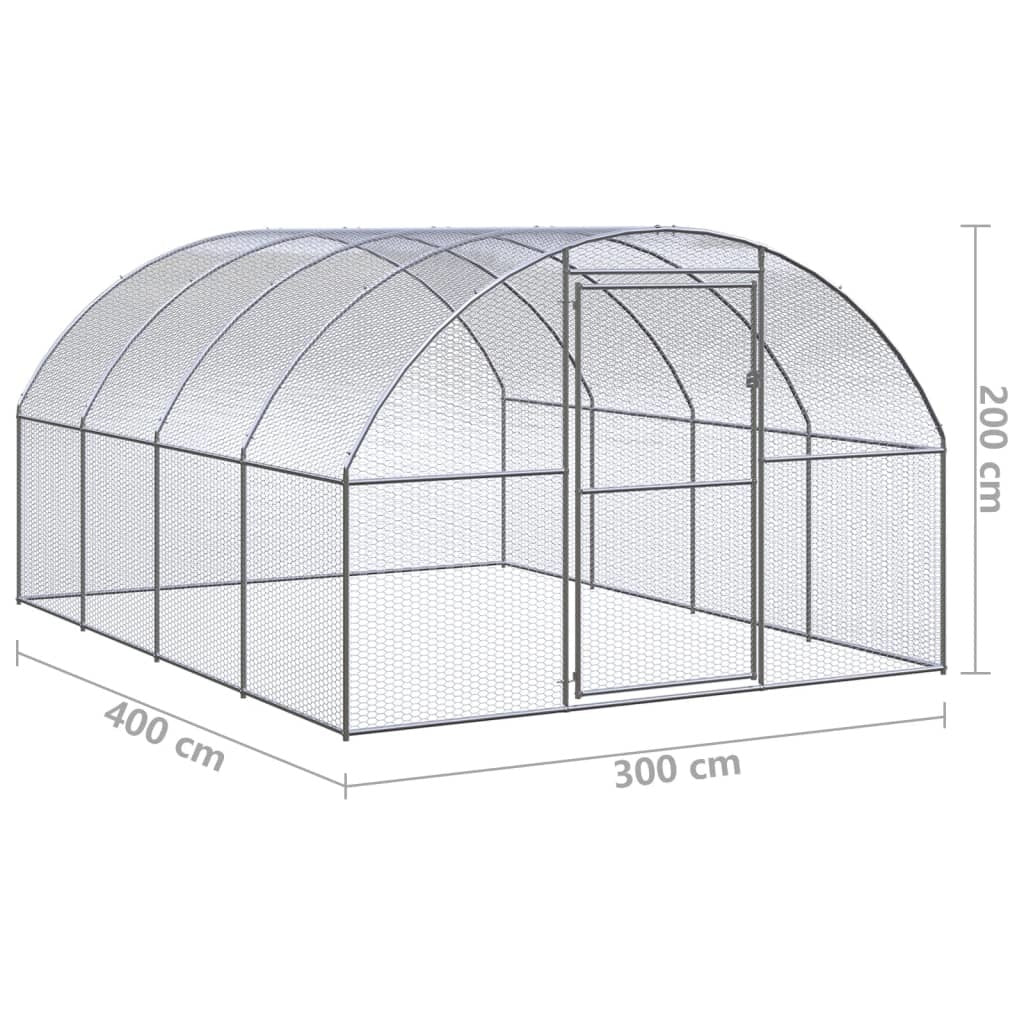 Outdoor Chicken Coop 9.8'x13.1'x6.6' Galvanized Steel