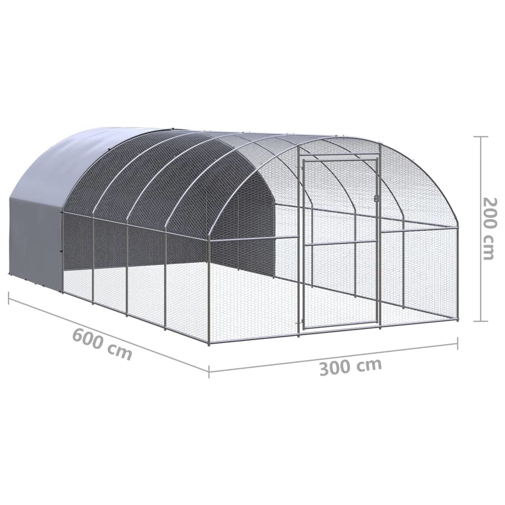 Outdoor Chicken Coop 9.8'x19.7'x6.6' Galvanized Steel