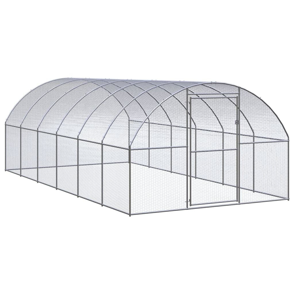 Outdoor Chicken Coop 9.8'x19.7'x6.6' Galvanized Steel