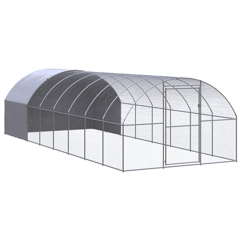 Outdoor Chicken Coop 9.8'x26.2'x6.6' Galvanized Steel