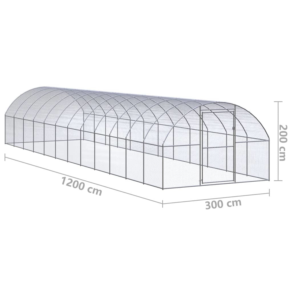 Outdoor Chicken Coop 9.8'x39.4'x6.6' Galvanized Steel