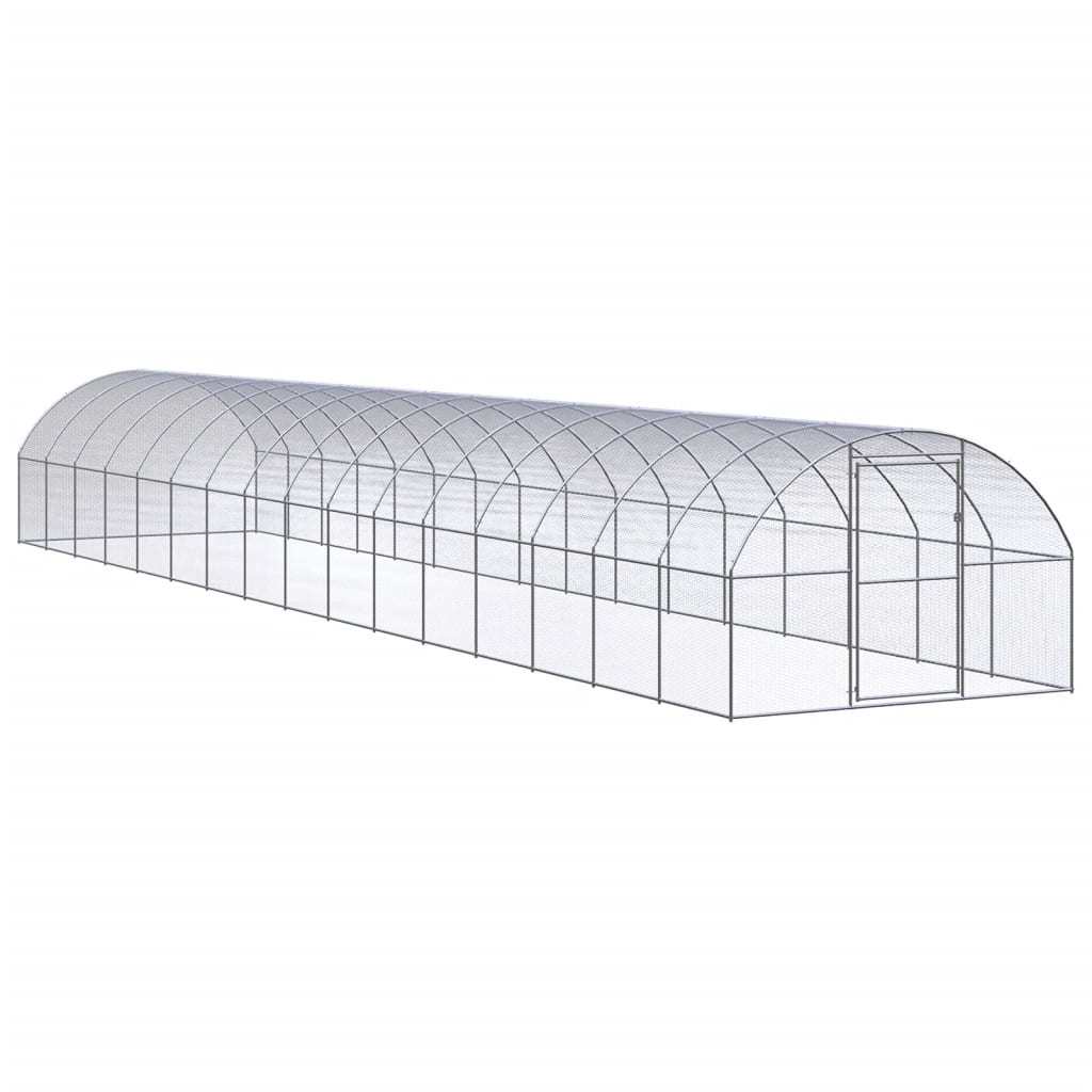 Outdoor Chicken Coop 9.8'x52.5'x6.6' Galvanized Steel
