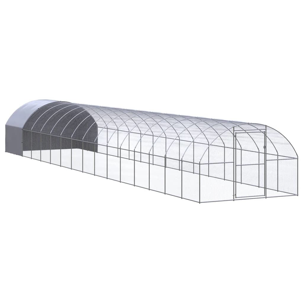 Outdoor Chicken Coop 9.8'x52.5'x6.6' Galvanized Steel