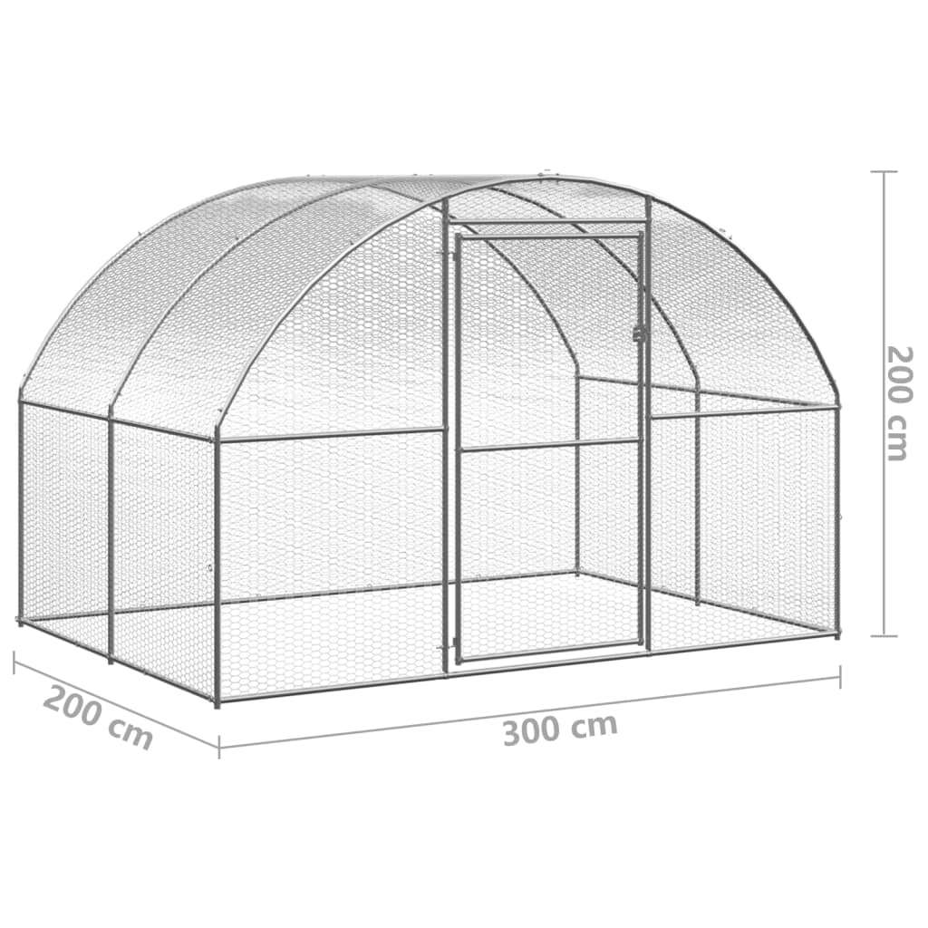 Outdoor Chicken Coop 9.8'x6.6'x6.6' Galvanized Steel