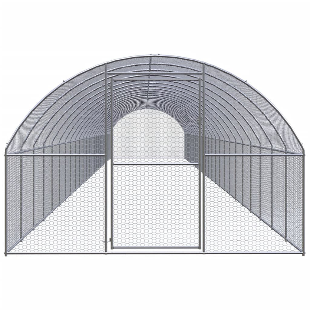 Outdoor Chicken Coop 9.8'x78.7'x6.6' Galvanized Steel