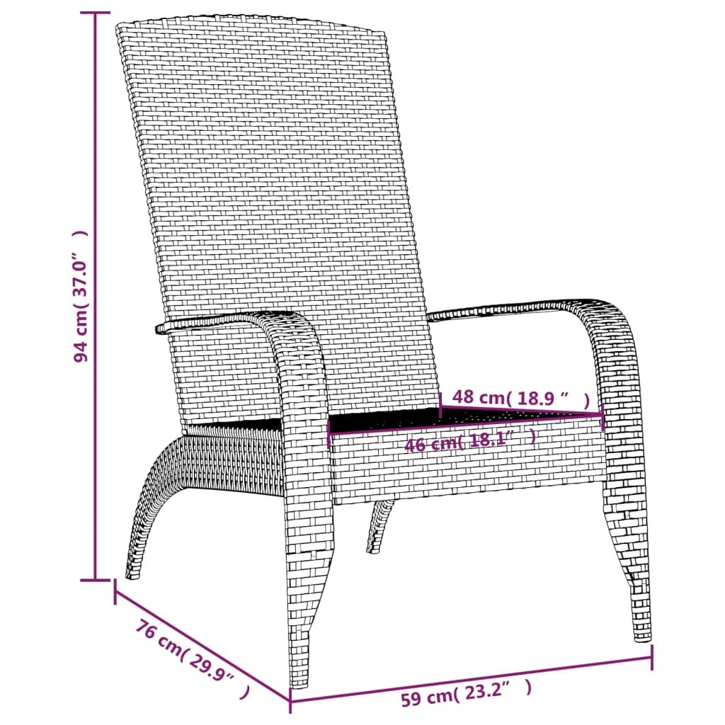 Patio Adirondack Chair Gray Poly Rattan