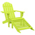 Patio Adirondack Chair with Ottoman Solid Fir Wood Green