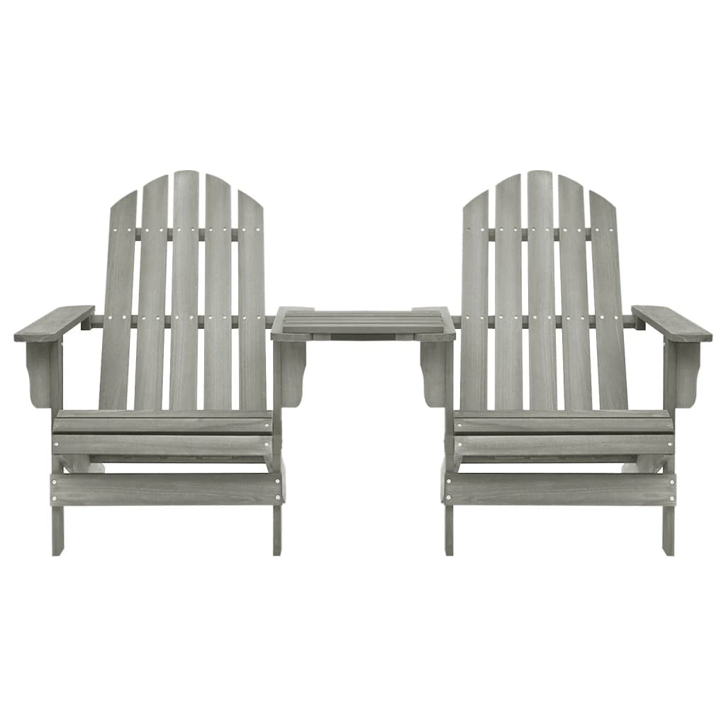 Patio Adirondack Chairs with Tea Table Solid Wood Fir Gray
