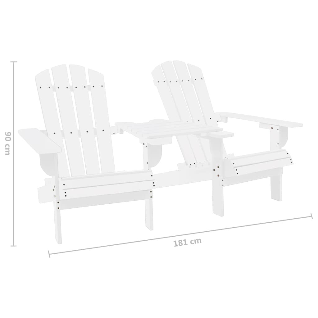 Patio Adirondack Chairs with Tea Table Solid Wood Fir White