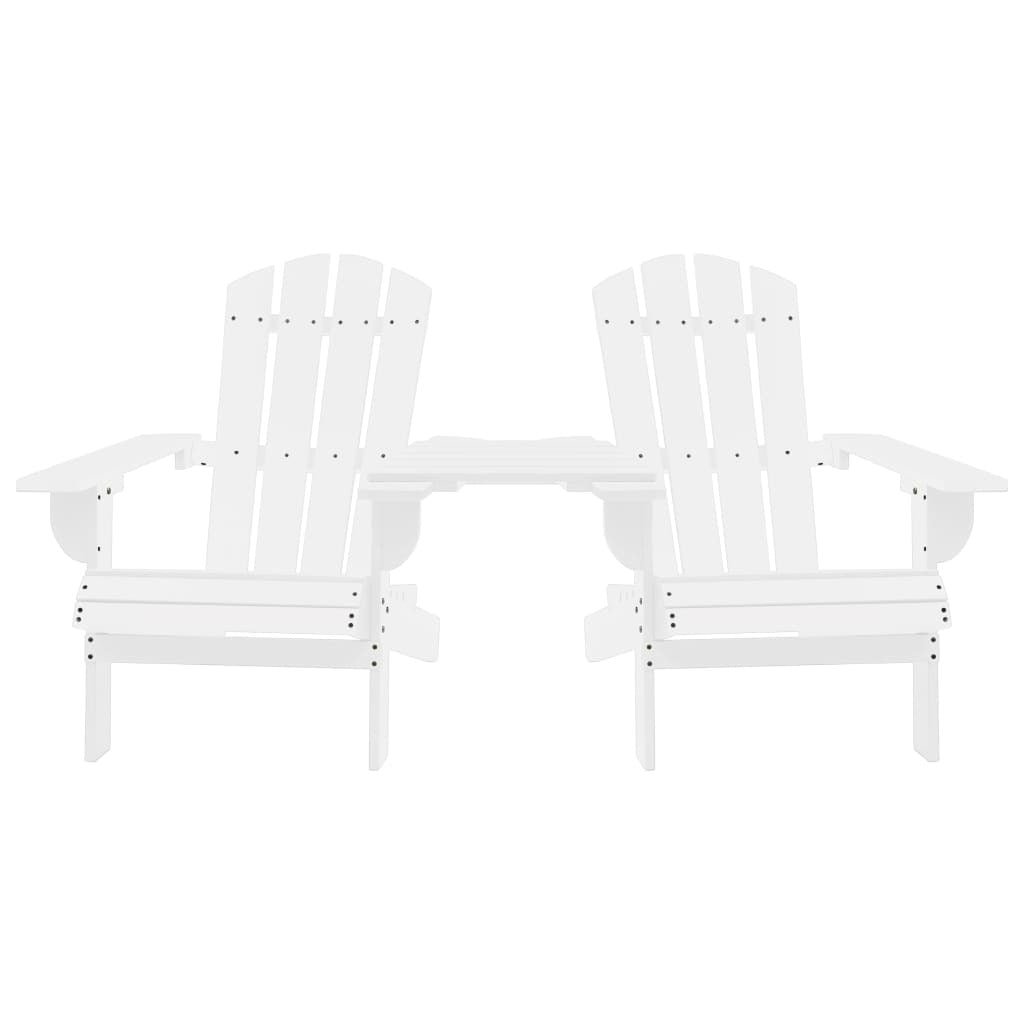 Patio Adirondack Chairs with Tea Table Solid Wood Fir White