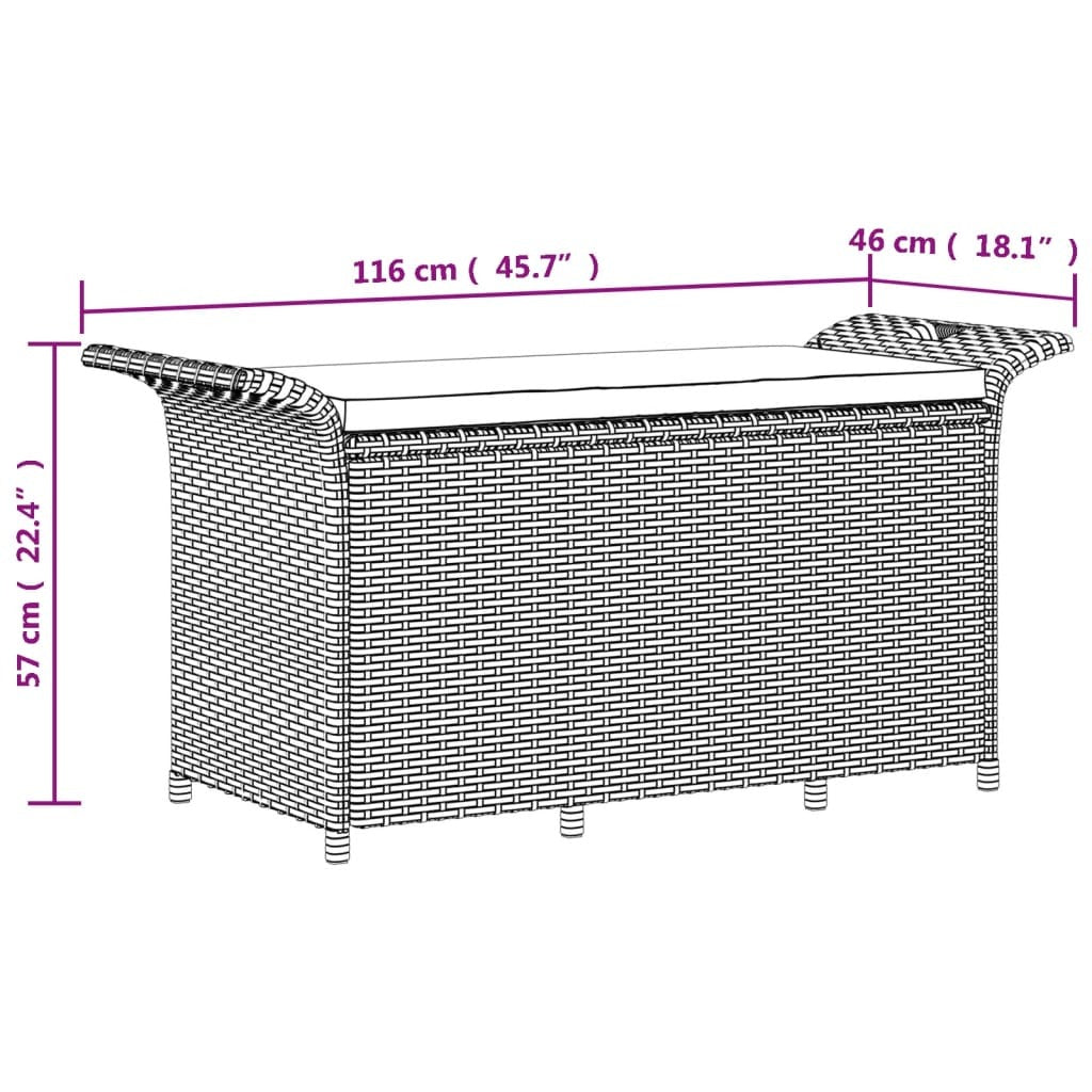 Patio Bench with Cushion Black 45.7