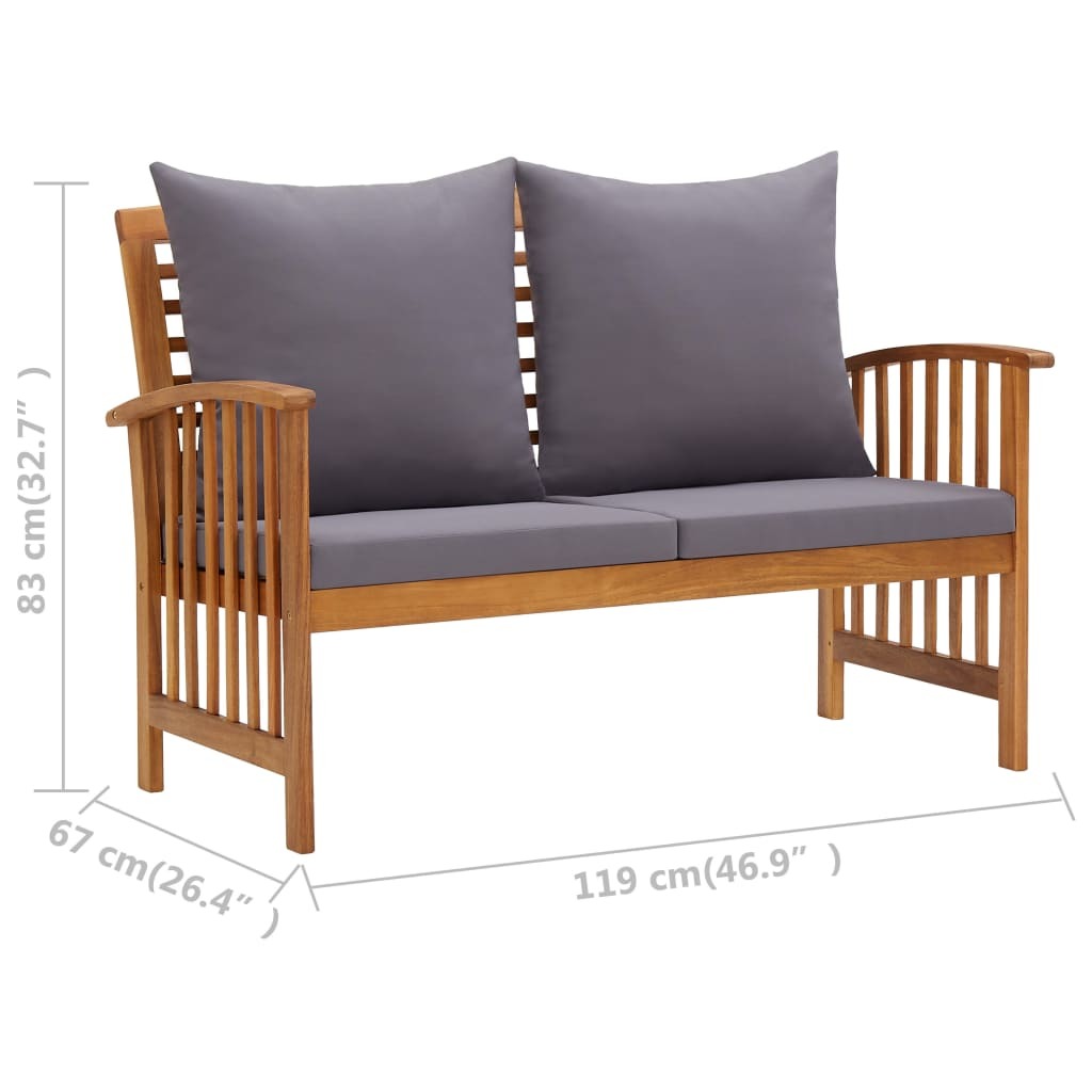 Patio Bench with Cushions 46.9