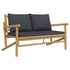 Patio Bench with Dark Gray Cushions Bamboo