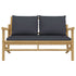 Patio Bench with Dark Gray Cushions Bamboo