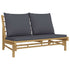 Patio Bench with Dark Gray Cushions Bamboo