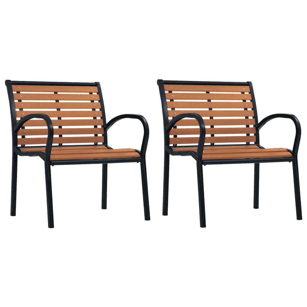 Patio Chairs 2 pcs Steel and WPC Black and Brown - WoodPoly.com