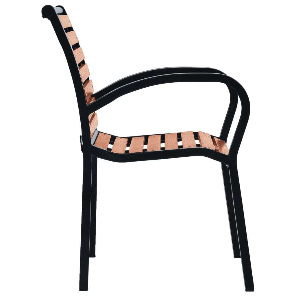 Patio Chairs 2 pcs Steel and WPC Black and Brown - WoodPoly.com