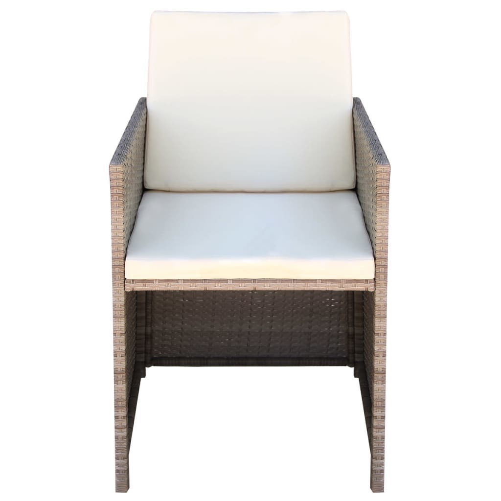 Patio Chairs 2 pcs with Cushions and Pillows Poly Rattan Beige