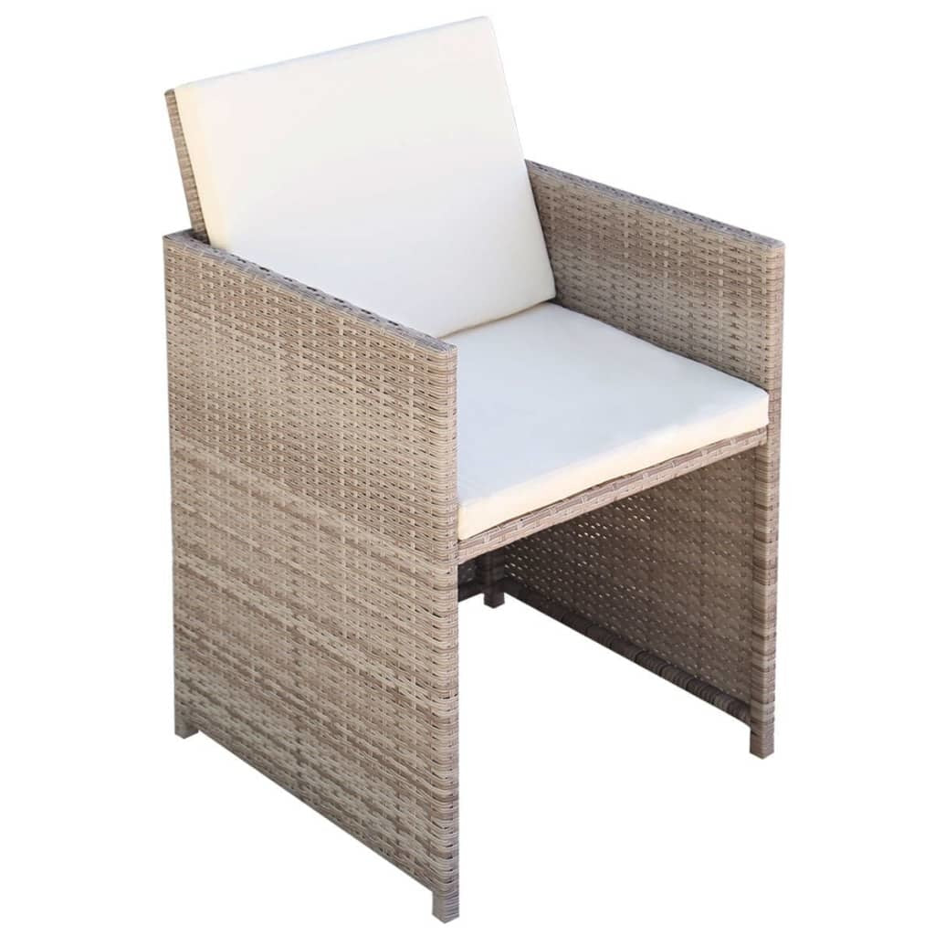 Patio Chairs 2 pcs with Cushions and Pillows Poly Rattan Beige