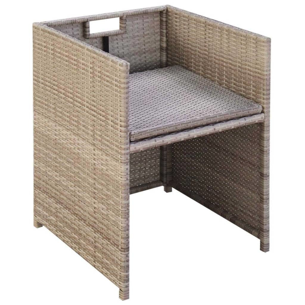 Patio Chairs 2 pcs with Cushions and Pillows Poly Rattan Beige
