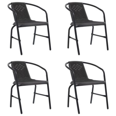 Patio Chairs 4 pcs Plastic Rattan and Steel 242.5 lb