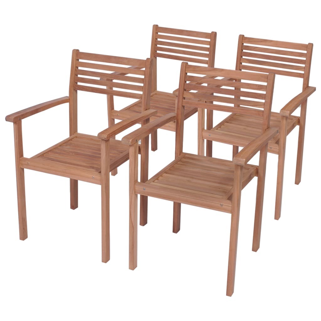Patio Chairs 4 pcs with Green Cushions Solid Teak Wood - WoodPoly.com