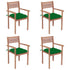 Patio Chairs 4 pcs with Green Cushions Solid Teak Wood - WoodPoly.com