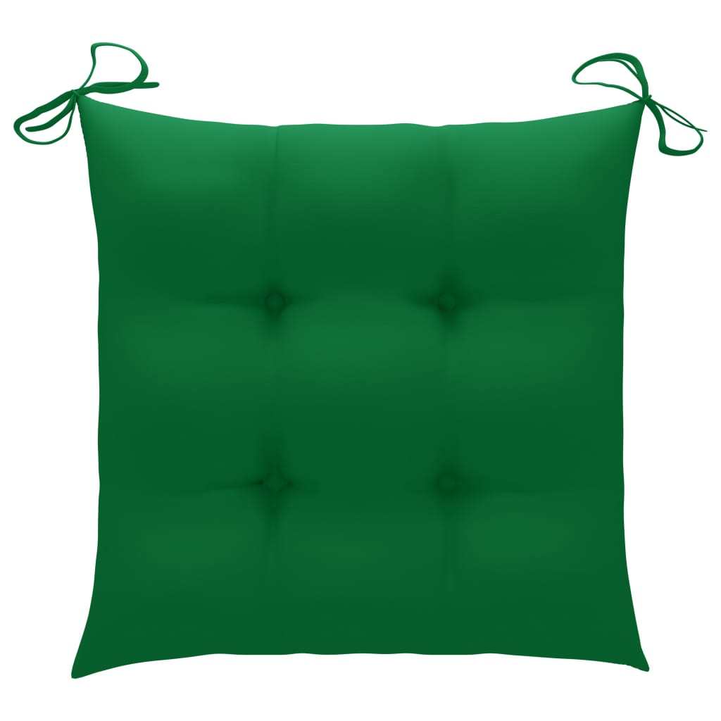 Patio Chairs 4 pcs with Green Cushions Solid Teak Wood - WoodPoly.com
