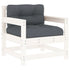 Patio Chairs with Cushions 2 pcs White Solid Wood Pine
