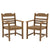 Patio Dining Chair with Armset Set of 2, HIPS Materialwith Imitation Wood Grain Wexture chair for Deck Pool Backyard, Teak