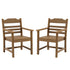 Patio Dining Chair with Armset Set of 2, HIPS Materialwith Imitation Wood Grain Wexture chair for Deck Pool Backyard, Teak
