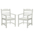 Patio Dining Chair with Armset Set of 2, Pure White with Imitation Wood Grain Wexture,HIPS Material