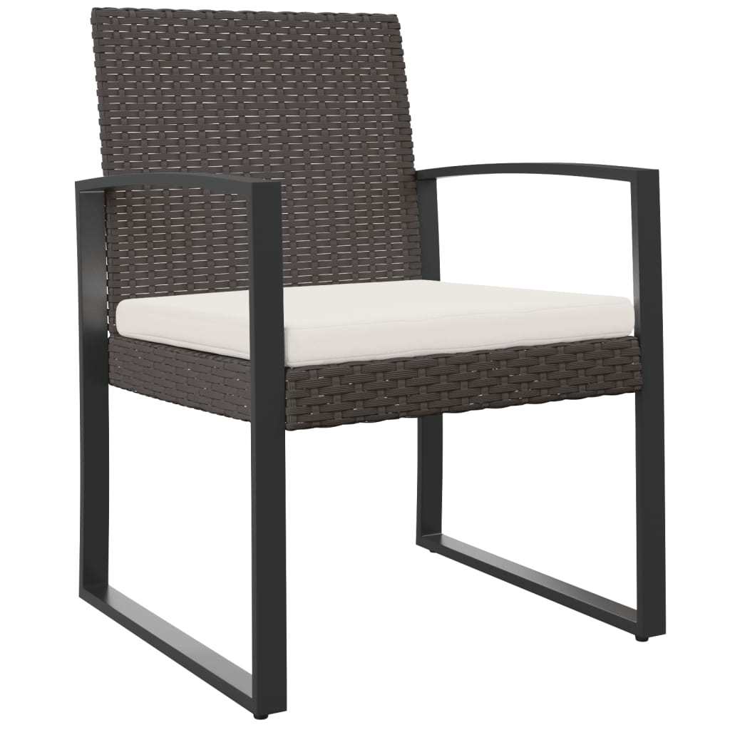 Patio Dining Chairs 2 pcs Brown PP Rattan