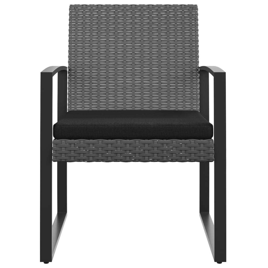 Patio Dining Chairs 2 pcs Dark Gray PP Rattan