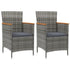 Patio Dining Chairs 2 pcs Poly Rattan Gray