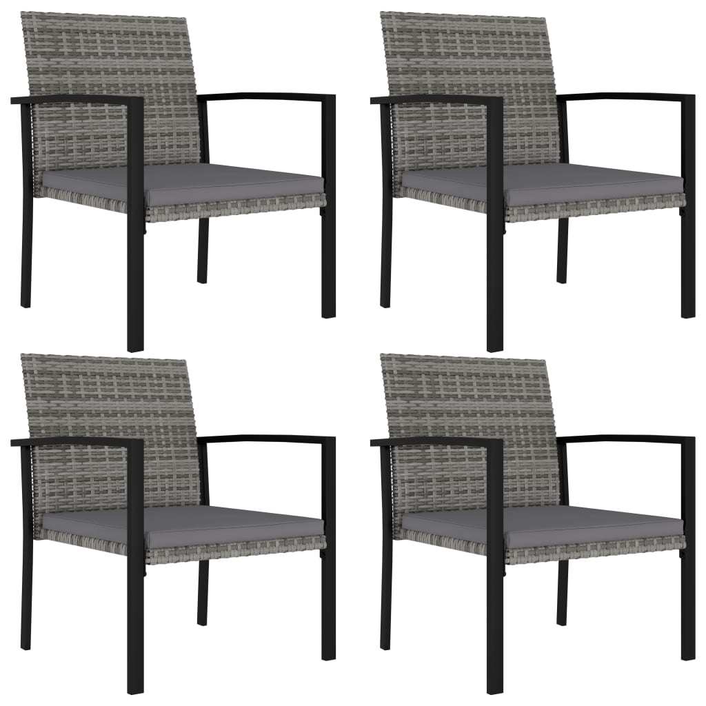 Patio Dining Chairs 4 pcs Poly Rattan Gray - WoodPoly.com