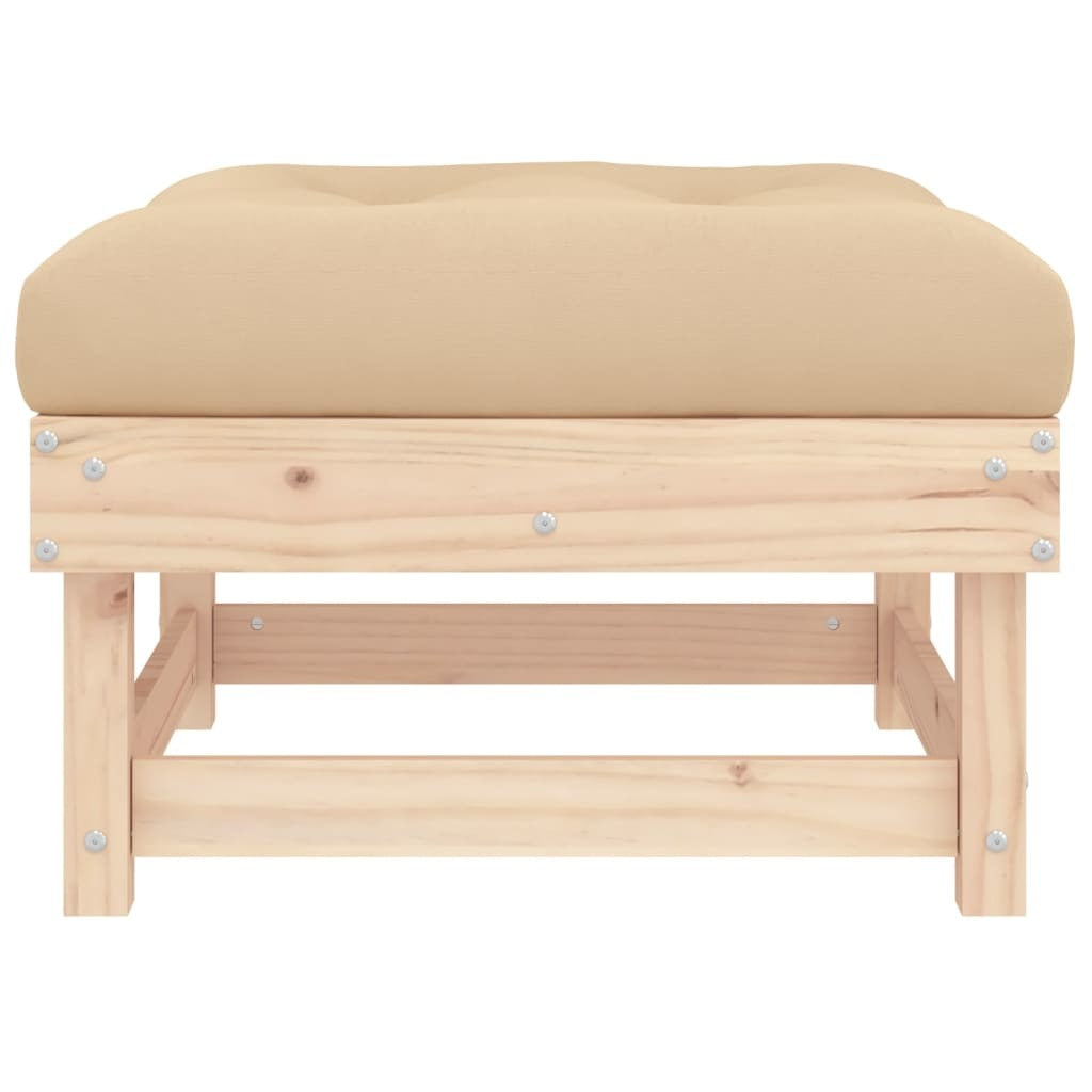 Patio Footstool with Cushion Solid Wood Pine