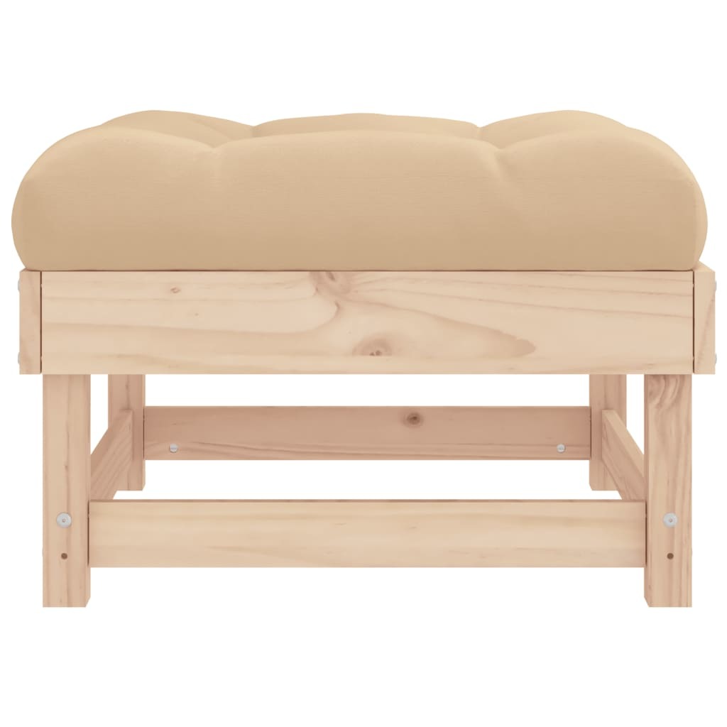 Patio Footstool with Cushion Solid Wood Pine