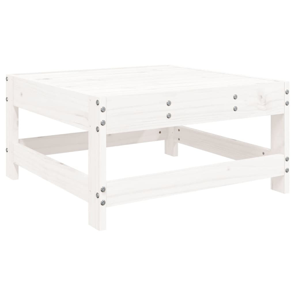 Patio Footstool with Cushion White Solid Wood Pine