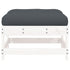 Patio Footstool with Cushion White Solid Wood Pine