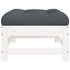 Patio Footstool with Cushion White Solid Wood Pine