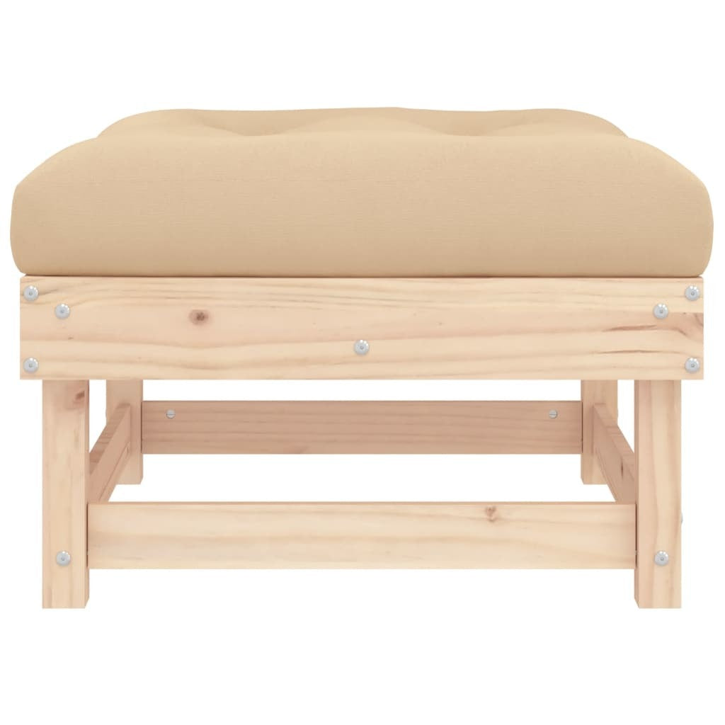 Patio Footstools with Cushions 2pcs Solid Wood Pine