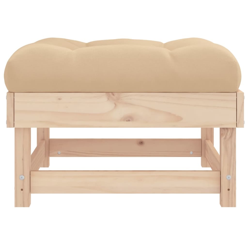 Patio Footstools with Cushions 2pcs Solid Wood Pine