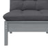 Patio Middle Sofa with Anthracite Cushions Gray Solid Pinewood