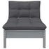 Patio Middle Sofa with Anthracite Cushions Gray Solid Pinewood