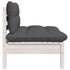 Patio Middle Sofa with Cushions White Solid Pinewood