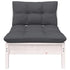 Patio Middle Sofa with Cushions White Solid Pinewood