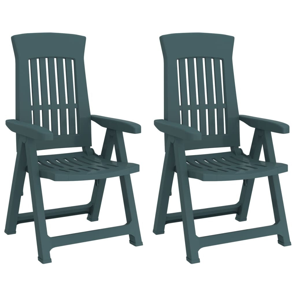 Patio Reclining Chairs 2 pcs Green PP
